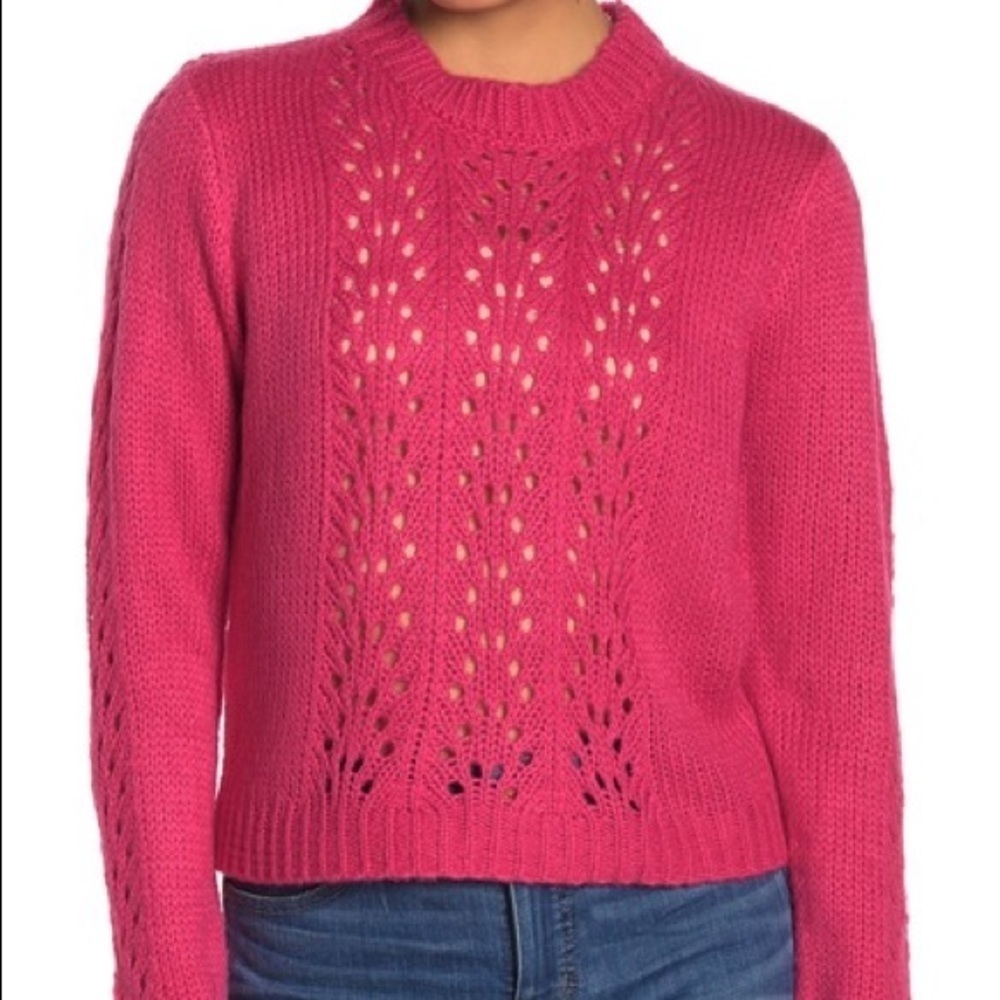 WOVEN HEART Pink Open Knit Pullover Sweater Medium